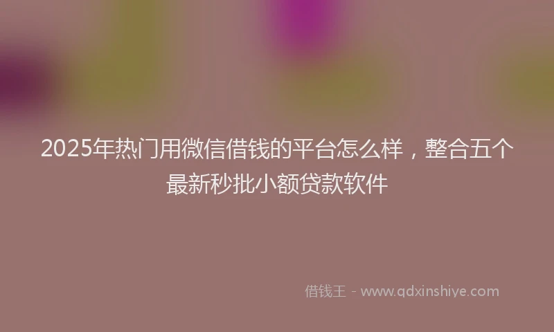 2025年热门用微信借钱的平台怎么样，整合五个最新秒批小额贷款软件