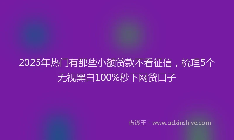2025年热门有那些小额贷款不看征信，梳理5个无视黑白100%秒下网贷口子