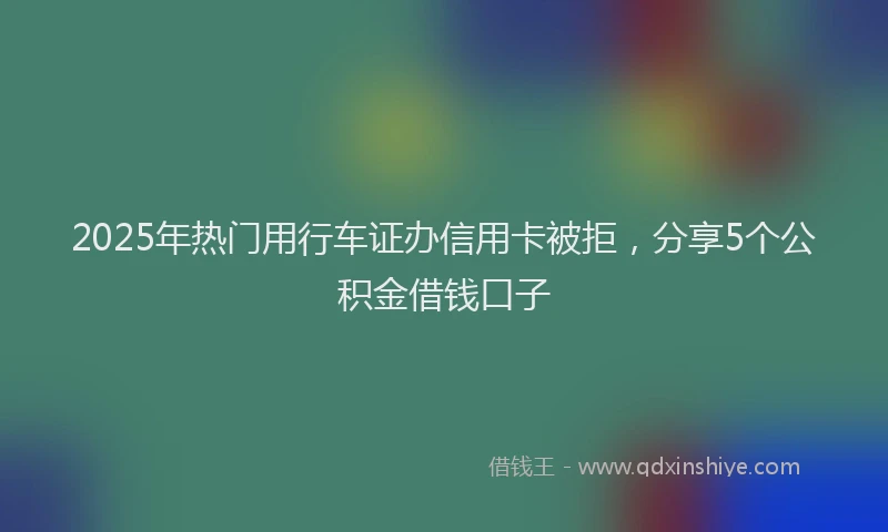 2025年热门用行车证办信用卡被拒，分享5个公积金借钱口子