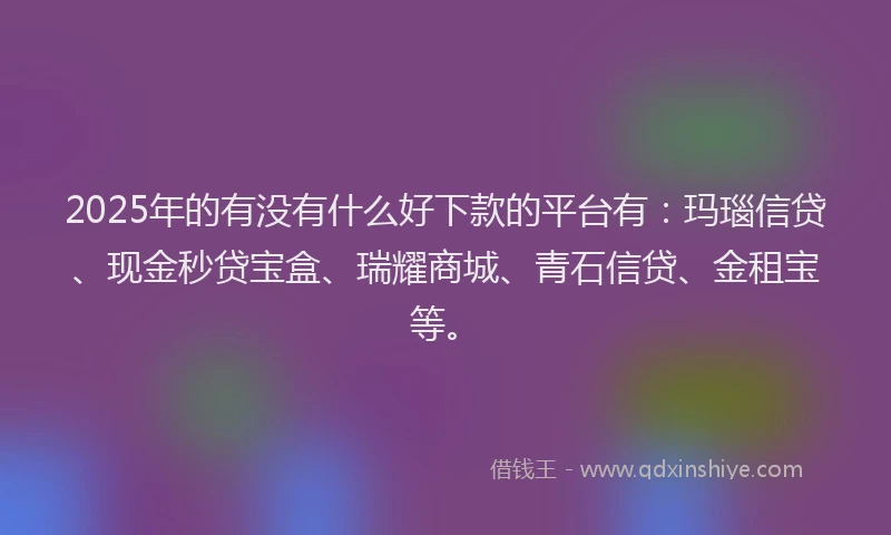 2025年的有没有什么好下款的平台有：玛瑙信贷、现金秒贷宝盒、瑞耀商城、青石信贷、金租宝等。