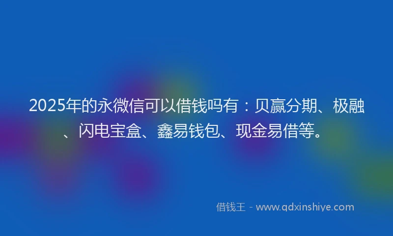 2025年的永微信可以借钱吗有：贝赢分期、极融、闪电宝盒、鑫易钱包、现金易借等。