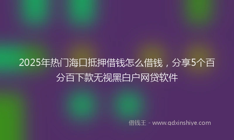 2025年热门海口抵押借钱怎么借钱，分享5个百分百下款无视黑白户网贷软件