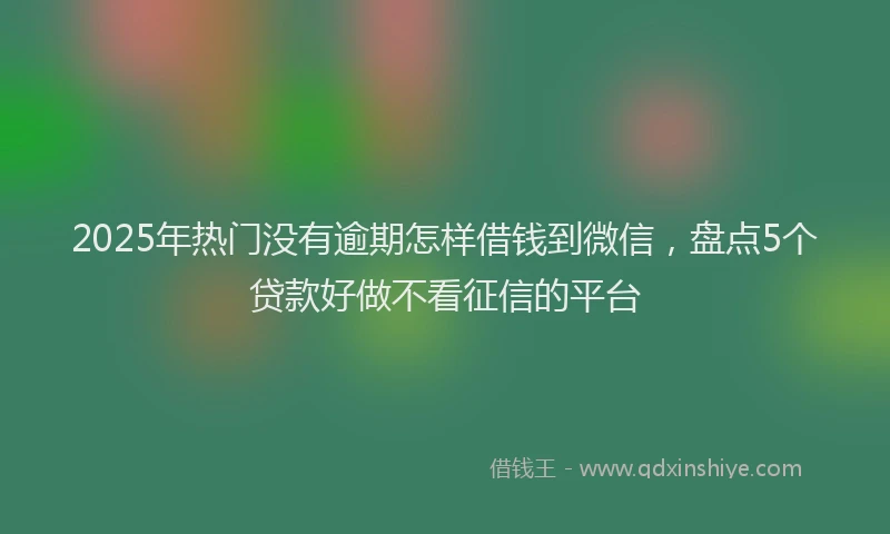 2025年热门没有逾期怎样借钱到微信，盘点5个贷款好做不看征信的平台