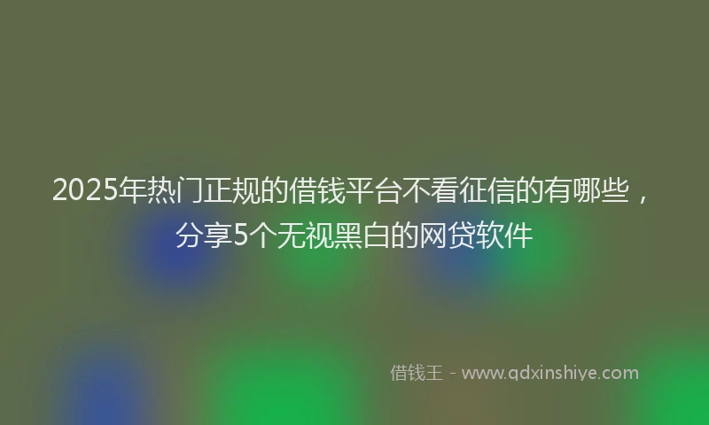 2025年热门正规的借钱平台不看征信的有哪些，分享5个无视黑白的网贷软件