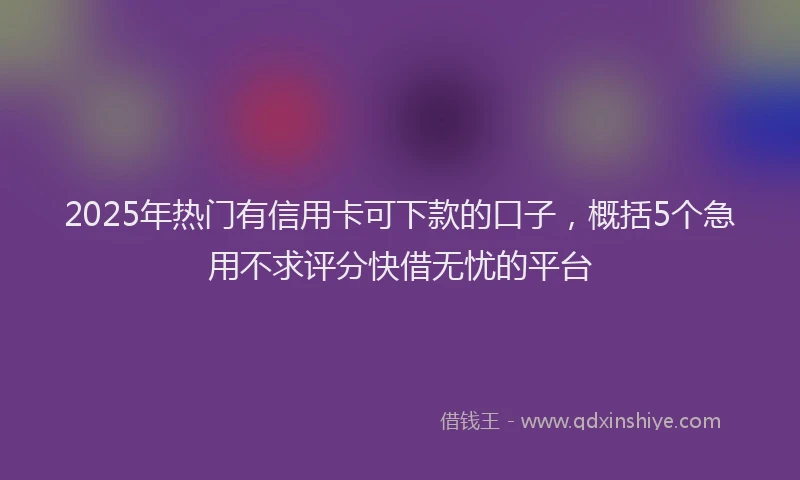 2025年热门有信用卡可下款的口子，概括5个急用不求评分快借无忧的平台