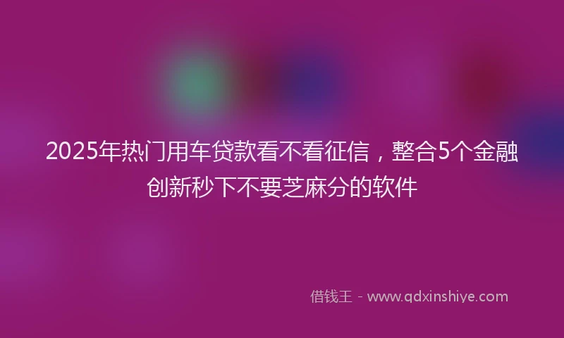 2025年热门用车贷款看不看征信，整合5个金融创新秒下不要芝麻分的软件