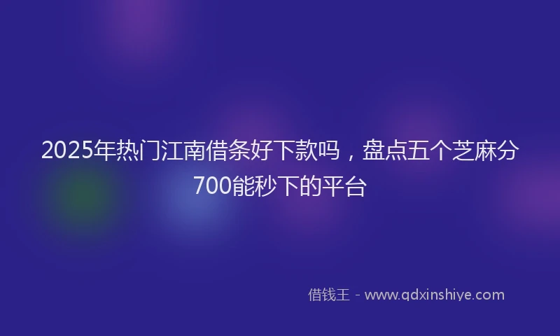 2025年热门江南借条好下款吗，盘点五个芝麻分700能秒下的平台