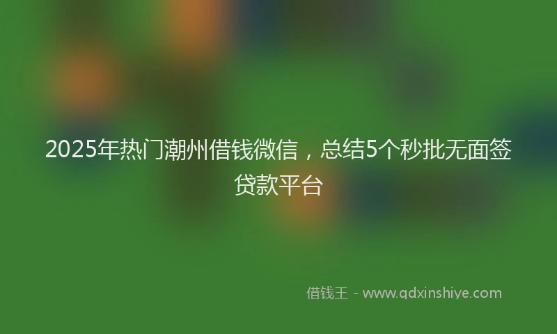 2025年热门潮州借钱微信，总结5个秒批无面签贷款平台