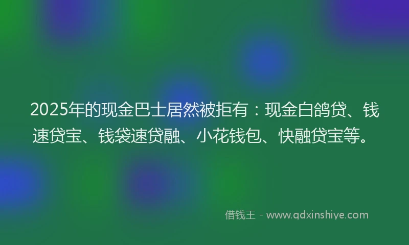 2025年的现金巴士居然被拒有：现金白鸽贷、钱速贷宝、钱袋速贷融、小花钱包、快融贷宝等。