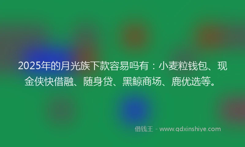 2025年的月光族下款容易吗有：小麦粒钱包、现金侠快借融、随身贷、黑鲸商场、鹿优选等。