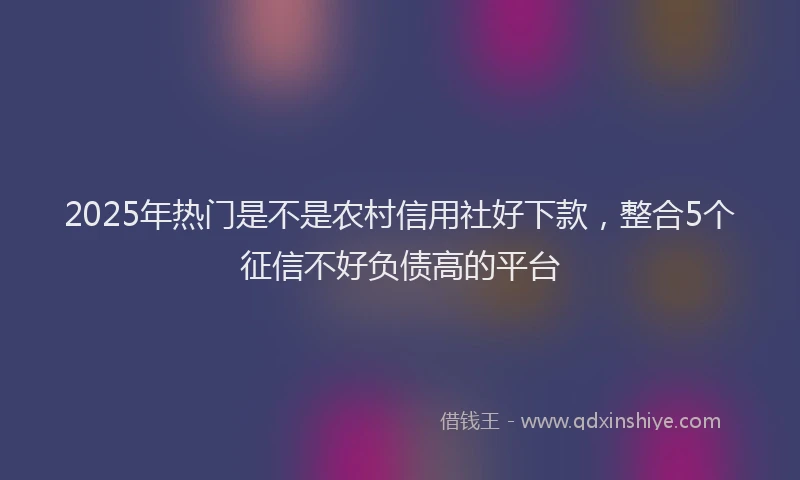 2025年热门是不是农村信用社好下款，整合5个征信不好负债高的平台