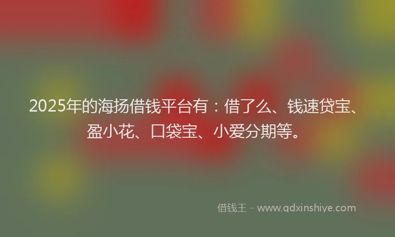 2025年的海扬借钱平台有：借了么、钱速贷宝、盈小花、口袋宝、小爱分期等。