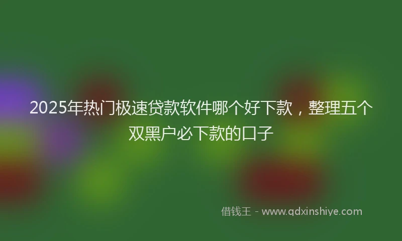 2025年热门极速贷款软件哪个好下款，整理五个双黑户必下款的口子
