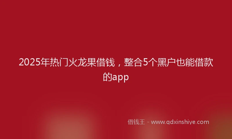 2025年热门火龙果借钱，整合5个黑户也能借款的app