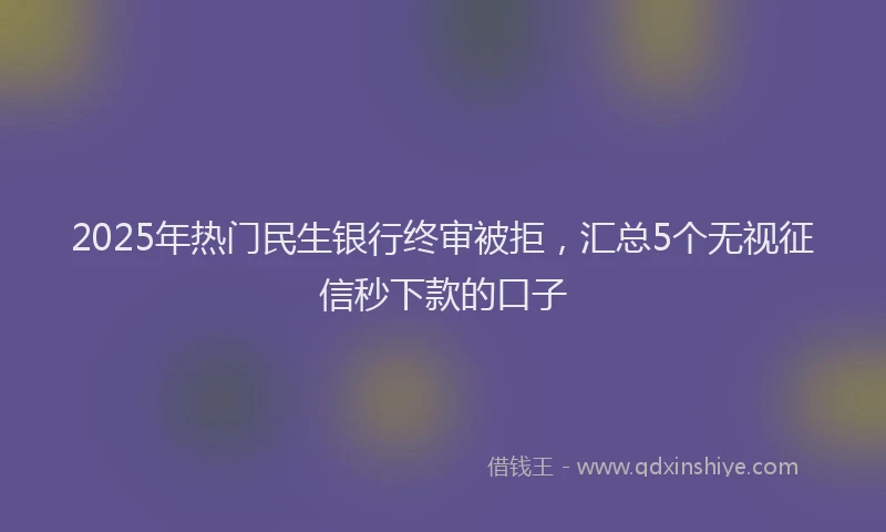 2025年热门民生银行终审被拒，汇总5个无视征信秒下款的口子