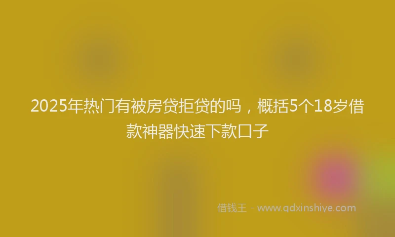 2025年热门有被房贷拒贷的吗，概括5个18岁借款神器快速下款口子