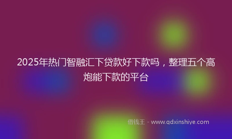 2025年热门智融汇下贷款好下款吗，整理五个高炮能下款的平台