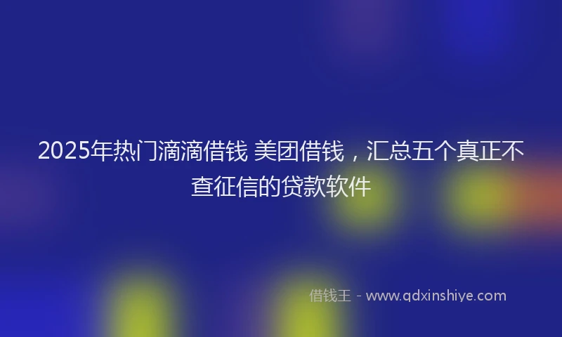 2025年热门滴滴借钱 美团借钱，汇总五个真正不查征信的贷款软件