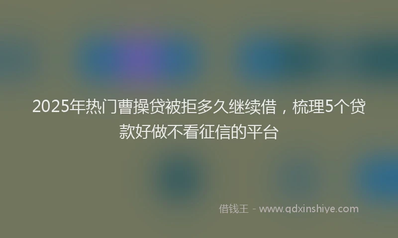 2025年热门曹操贷被拒多久继续借，梳理5个贷款好做不看征信的平台