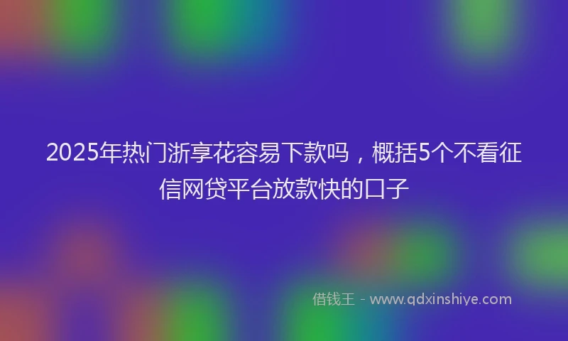 2025年热门浙享花容易下款吗，概括5个不看征信网贷平台放款快的口子