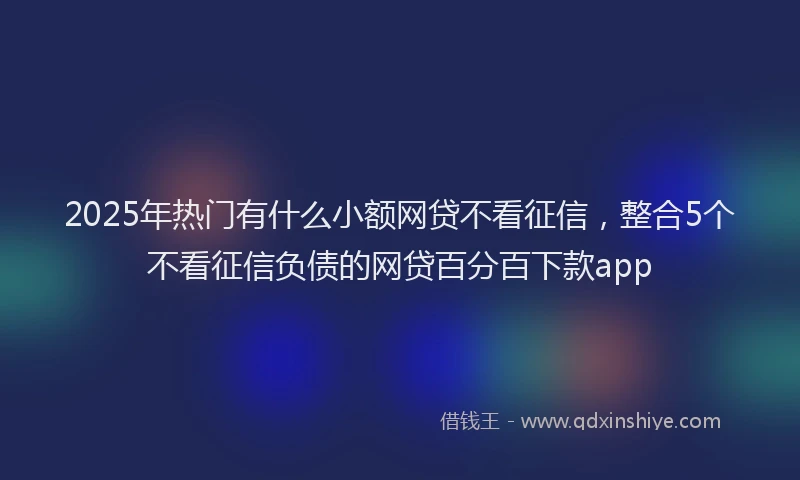 2025年热门有什么小额网贷不看征信，整合5个不看征信负债的网贷百分百下款app