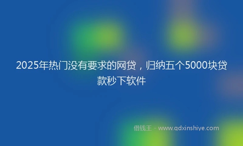 2025年热门没有要求的网贷，归纳五个5000块贷款秒下软件