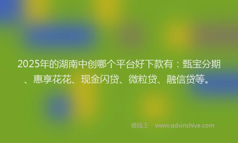 2025年的湖南中创哪个平台好下款有：甄宝分期、惠享花花、现金闪贷、微粒贷、融信贷等。