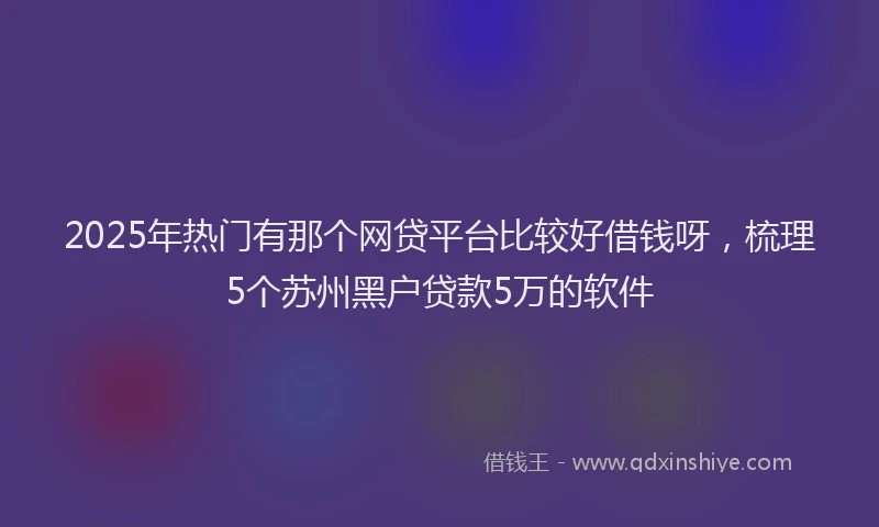 2025年热门有那个网贷平台比较好借钱呀，梳理5个苏州黑户贷款5万的软件