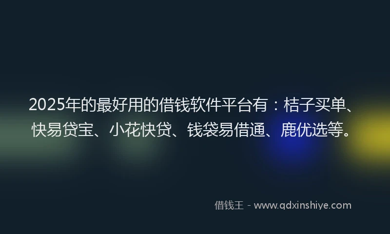 2025年的最好用的借钱软件平台有：桔子买单、快易贷宝、小花快贷、钱袋易借通、鹿优选等。