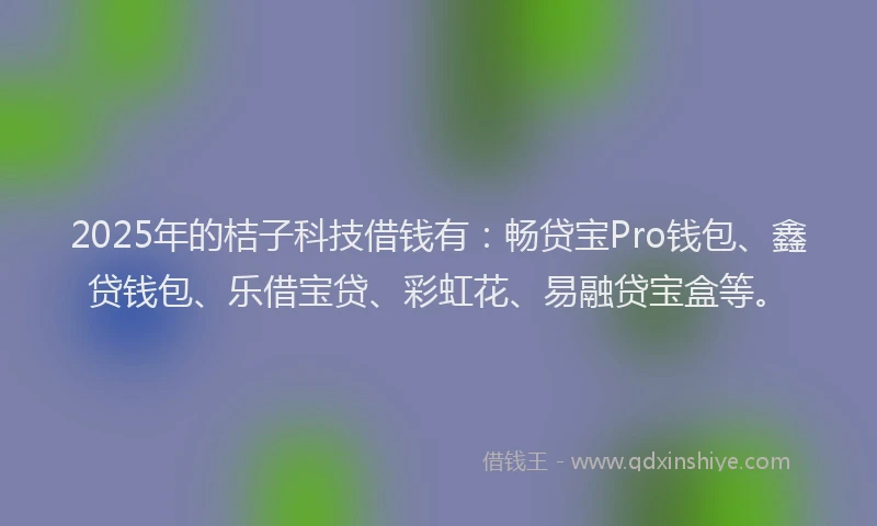 2025年的桔子科技借钱有：畅贷宝Pro钱包、鑫贷钱包、乐借宝贷、彩虹花、易融贷宝盒等。