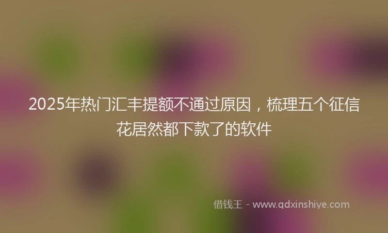2025年热门汇丰提额不通过原因，梳理五个征信花居然都下款了的软件
