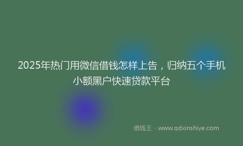 2025年热门用微信借钱怎样上告，归纳五个手机小额黑户快速贷款平台