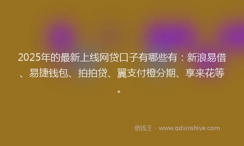 2025年的最新上线网贷口子有哪些有：新浪易借、易捷钱包、拍拍贷、翼支付橙分期、享来花等。