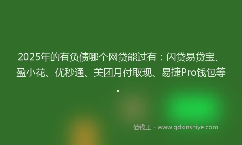 2025年的有负债哪个网贷能过有：闪贷易贷宝、盈小花、优秒通、美团月付取现、易捷Pro钱包等。