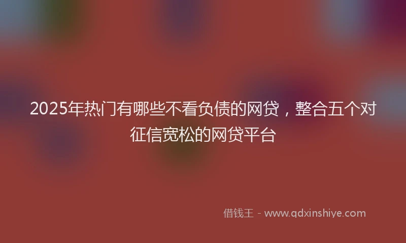 2025年热门有哪些不看负债的网贷，整合五个对征信宽松的网贷平台