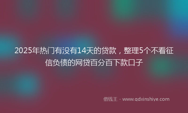 2025年热门有没有14天的贷款，整理5个不看征信负债的网贷百分百下款口子