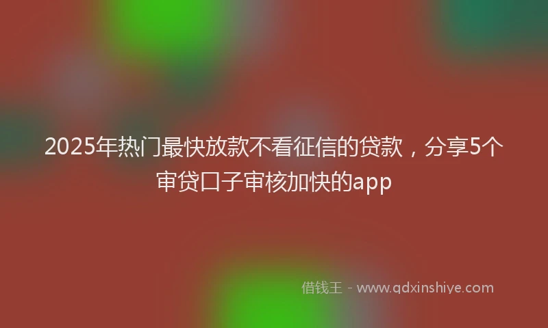 2025年热门最快放款不看征信的贷款，分享5个审贷口子审核加快的app