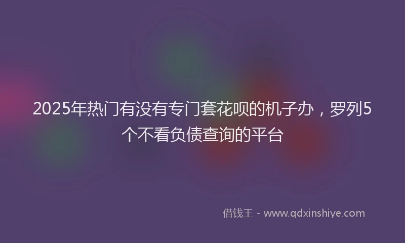 2025年热门有没有专门套花呗的机子办，罗列5个不看负债查询的平台