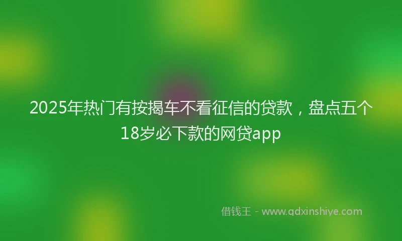 2025年热门有按揭车不看征信的贷款，盘点五个18岁必下款的网贷app