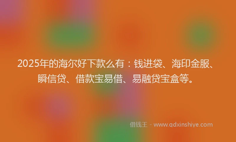2025年的海尔好下款么有：钱进袋、海印金服、瞬信贷、借款宝易借、易融贷宝盒等。