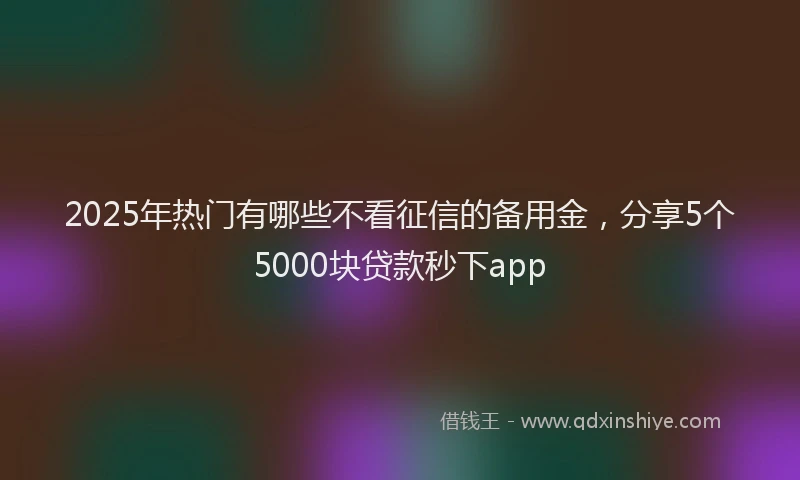 2025年热门有哪些不看征信的备用金，分享5个5000块贷款秒下app