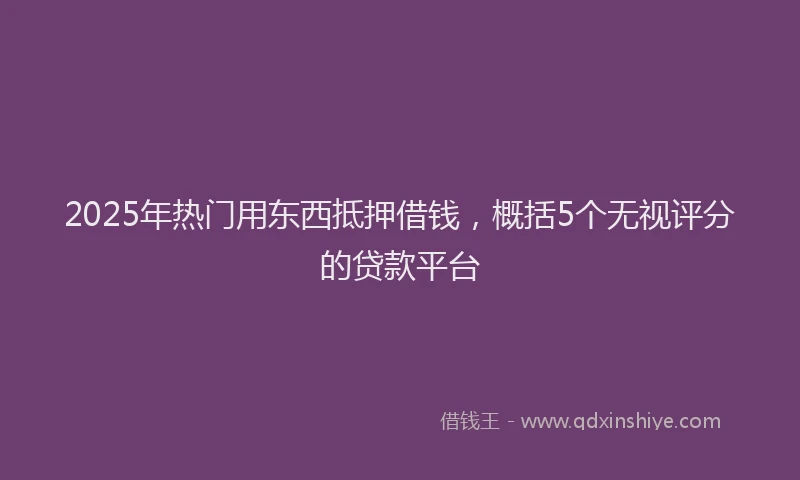 2025年热门用东西抵押借钱，概括5个无视评分的贷款平台