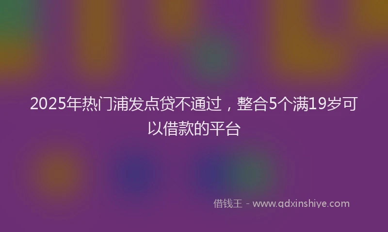 2025年热门浦发点贷不通过，整合5个满19岁可以借款的平台