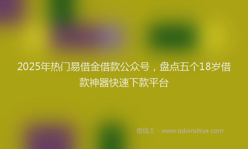 2025年热门易借金借款公众号，盘点五个18岁借款神器快速下款平台