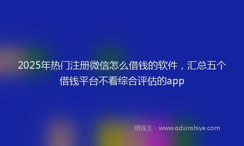 2025年热门注册微信怎么借钱的软件，汇总五个借钱平台不看综合评估的app