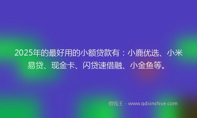 2025年的最好用的小额贷款有：小鹿优选、小米易贷、现金卡、闪贷速借融、小金鱼等。