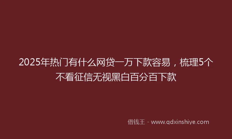 2025年热门有什么网贷一万下款容易，梳理5个不看征信无视黑白百分百下款