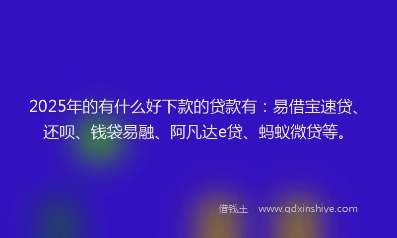 2025年的有什么好下款的贷款有：易借宝速贷、还呗、钱袋易融、阿凡达e贷、蚂蚁微贷等。