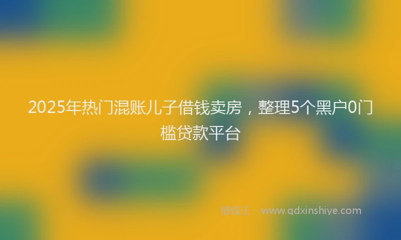 2025年热门混账儿子借钱卖房，整理5个黑户0门槛贷款平台