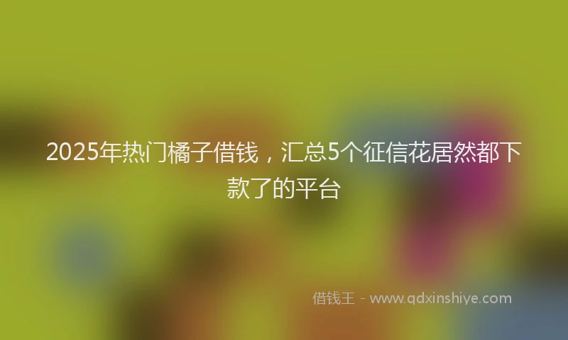 2025年热门橘子借钱，汇总5个征信花居然都下款了的平台